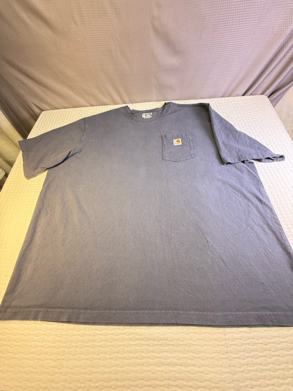 Carhartt Short-Sleeve Pocket Tee in Washed Blue 4X small spot on pocket